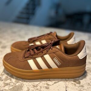 Adidas Tan Sneakers with White Accents
